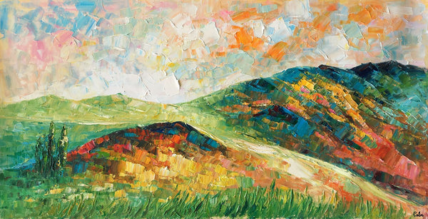 Mountain Landscape Painting, Landscape Painting, Custom Abstract Oil Painting, Bedroom Wall Art-LargePaintingArt.com