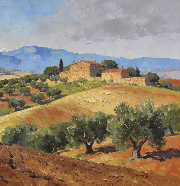 Canvas Wall Art Paintings, Tuscan Hillside Serenity, Hand Painted Canvas Art, Landscape Canvas Paintings, Original Oil Paintings, Small Oil Paintings-LargePaintingArt.com