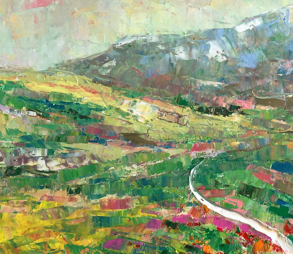 Mountain Landscape Painting, Palette Knife Paintings, Custom Wall Art Painting on Canvas, Spring Mountain Painting