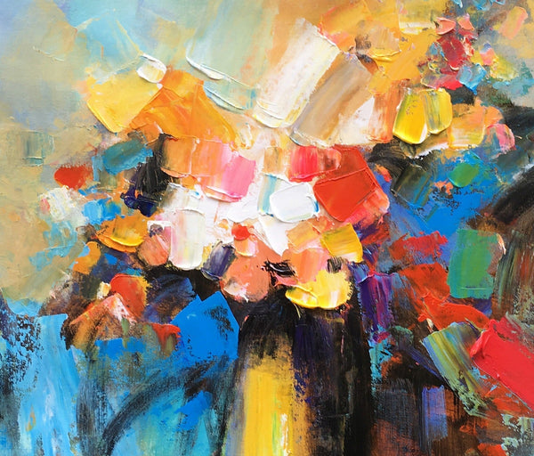 Flower Acrylic Painting, Abstract Acrylic Painting, Flower Painting for Sale, Custom Acrylic Painting on Canvas, Abstract Art on Canvas-LargePaintingArt.com