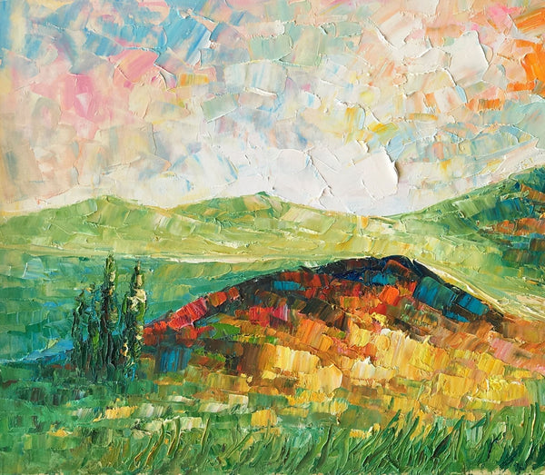 Mountain Landscape Painting, Landscape Painting, Custom Abstract Oil Painting, Bedroom Wall Art-LargePaintingArt.com