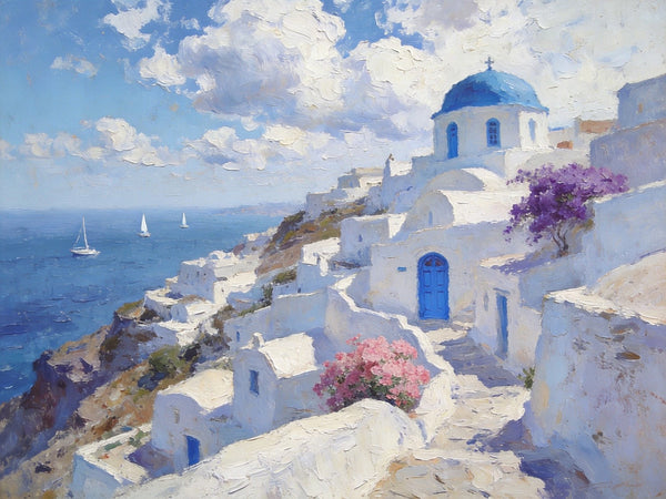 Hand Painted Canvas Art, Aegean Whispers of the Sea, Landscape Art Paintings, Small Oil Paintings, Landscape Canvas Paintings, Original Canvas Paintings-LargePaintingArt.com