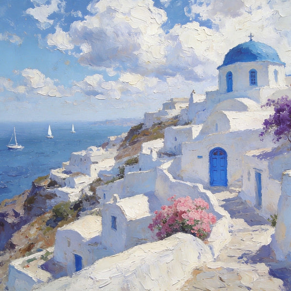 Hand Painted Canvas Art, Aegean Whispers of the Sea, Landscape Art Paintings, Small Oil Paintings, Landscape Canvas Paintings, Original Canvas Paintings-LargePaintingArt.com