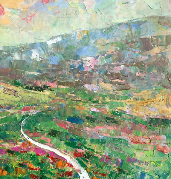 Mountain Landscape Painting, Palette Knife Paintings, Custom Wall Art Painting on Canvas, Spring Mountain Painting-LargePaintingArt.com