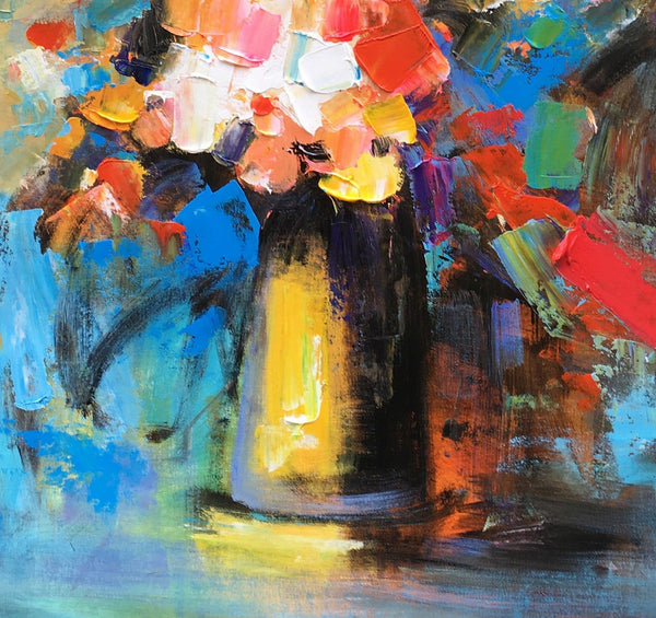 Flower Acrylic Painting, Abstract Acrylic Painting, Flower Painting for Sale, Custom Acrylic Painting on Canvas, Abstract Art on Canvas-LargePaintingArt.com