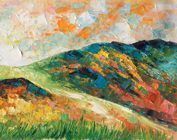 Mountain Landscape Painting, Landscape Painting, Custom Abstract Oil Painting, Bedroom Wall Art-LargePaintingArt.com