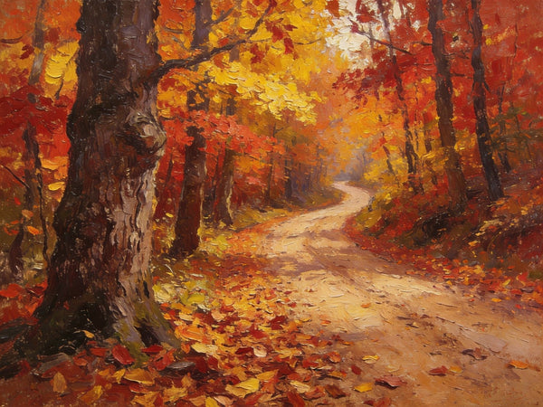 Landscape Canvas Paintings, Autumn Forest Path, Small Paintings on Canvas, Original Landscape Paintings, Hand Painted Canvas Art-LargePaintingArt.com