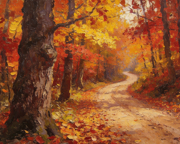 Landscape Canvas Paintings, Autumn Forest Path, Small Paintings on Canvas, Original Landscape Paintings, Hand Painted Canvas Art-LargePaintingArt.com