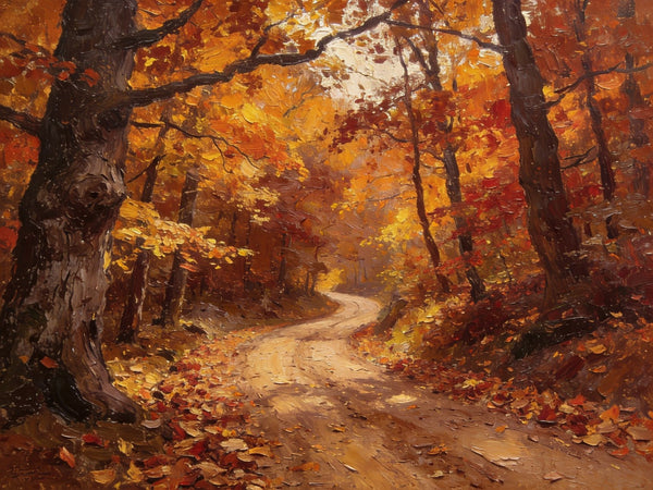 Landscape Canvas Paintings, Charming Autumn Forest Path, Canvas Wall Art Paintings, Hand Painted Canvas Art, Original Oil Paintings, Buy Small Canvas Paintings-LargePaintingArt.com
