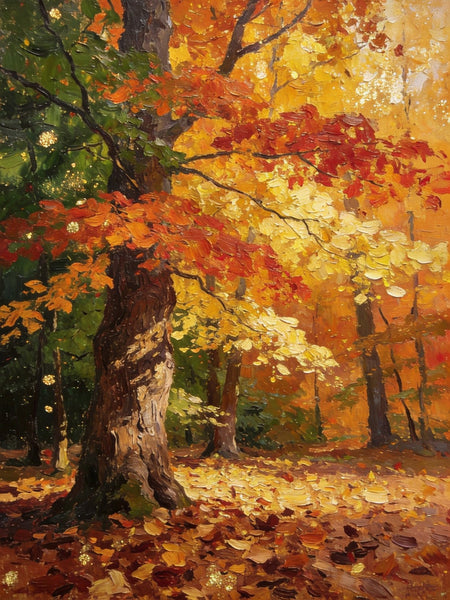 Enchanting Autumn Forest, Hand Painted Canvas Wall Art, Heavy Texture Artwork, Original Wall Art Paintings, Small Oil Paintings-LargePaintingArt.com