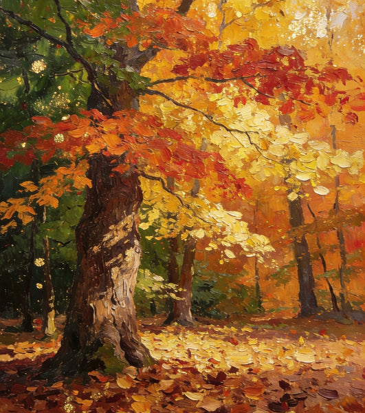 Enchanting Autumn Forest, Hand Painted Canvas Wall Art, Heavy Texture Artwork, Original Wall Art Paintings, Small Oil Paintings-LargePaintingArt.com