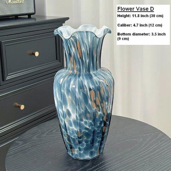 Centerpiece Vases on Table, Handmade Liuli Vases, Color Glaze Vase, Modern Glass Bud Vases, Contemporary Vases for Modern Home Decor-LargePaintingArt.com