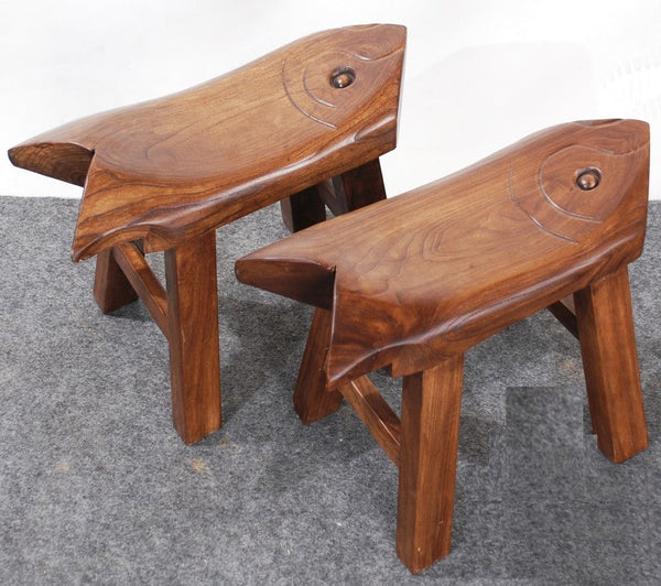 Dining Table Stool, Handmade Vintage Old Elm Wood Stool, Solid Wood low Stool, Creative Shoe-changing Stool, Children's Wooden Stool, Sofa Stool-LargePaintingArt.com