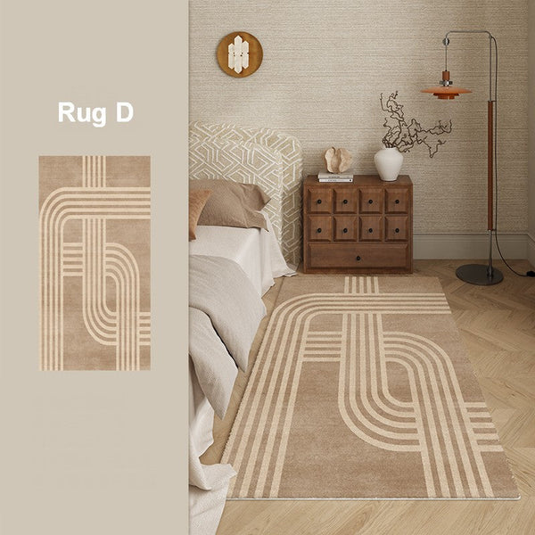 Unique Geometric Modern Rugs under Dining Room Table, Brown Modern Carpets for Office, Abstract Modern Rugs for Living Room, Contemporary Modern Rugs Next to Bed-LargePaintingArt.com