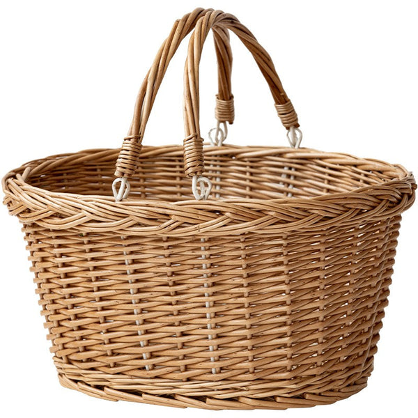 Kitchen Storage Baskets, Small Picnic Food Basket with Handle, Natural Hand-woven Wicker Storage Basket, Willow Weaving Baskets for Vegetable, Natural Fruit Basket-LargePaintingArt.com