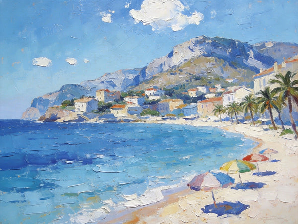 Landscape Paintings for Living Room, Ocean View Beach, Hand Painted Canvas Art, Small Canvas Paintings, Landscape Wall Art Paintings, Original Oil Paintings-LargePaintingArt.com