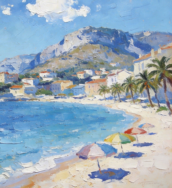 Landscape Paintings for Living Room, Ocean View Beach, Hand Painted Canvas Art, Small Canvas Paintings, Landscape Wall Art Paintings, Original Oil Paintings-LargePaintingArt.com