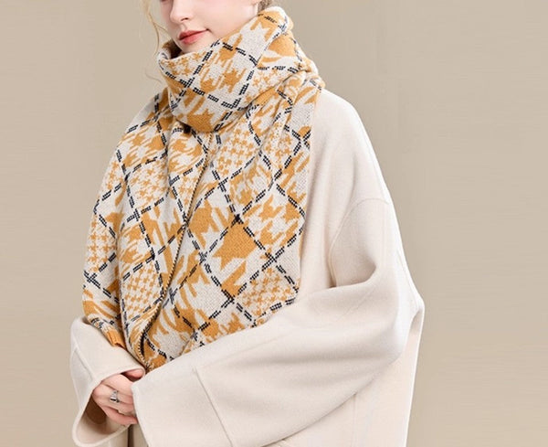 Holiday Scarf, Winter Wool Scarf, Warm Winter Scarf, Soft Cashmere Scarf for Women, Elegant Wool Scarves, Christmas Gifts for Her, Cold Weather Scarf, Fashion Scarf-LargePaintingArt.com