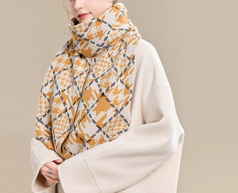 Holiday Scarf, Winter Wool Scarf, Warm Winter Scarf, Soft Cashmere Scarf for Women, Elegant Wool Scarves, Christmas Gifts for Her, Cold Weather Scarf, Fashion Scarf-LargePaintingArt.com