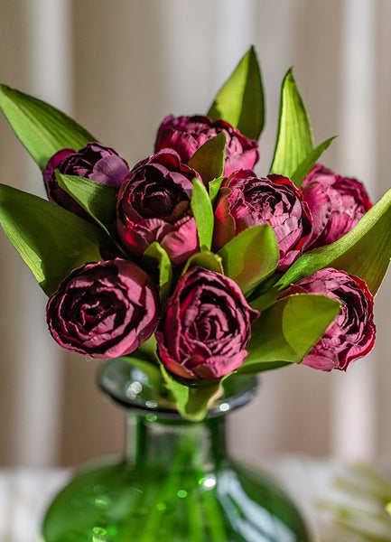 Purple Tulip Flowers, Bedroom Flower Arrangement Ideas, Spring Artificial Floral for Dining Room Table, Simple Modern Floral Arrangement Ideas for Home Decoration-LargePaintingArt.com