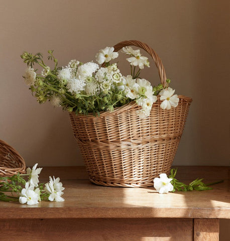 Willow Weaving Baskets with Handle, Large Picnic Food Basket with Handle, Natural Hand-woven Wicker Storage Basket, Natural Fruit Baskets, Kitchen Storage Baskets-LargePaintingArt.com