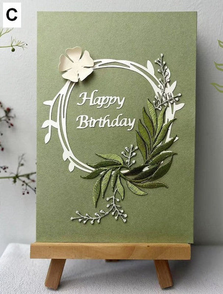 Beautiful Greeting Cards to Friends, Embroidery Greeting Cards, Creative Birthday Greeting Card, Original Handmade Embroidery Greeting Cards-LargePaintingArt.com