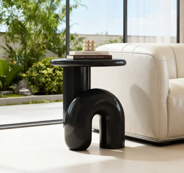 Contemporary Round Side Table, Minimalist Modern Occasional Table, Low Profile Sofa Table, Unique Small End Table, Portable Casual Side Table, Creative Coffee Table, Lightweight Indoor Outdoor Table, Contemporary Side Table-LargePaintingArt.com