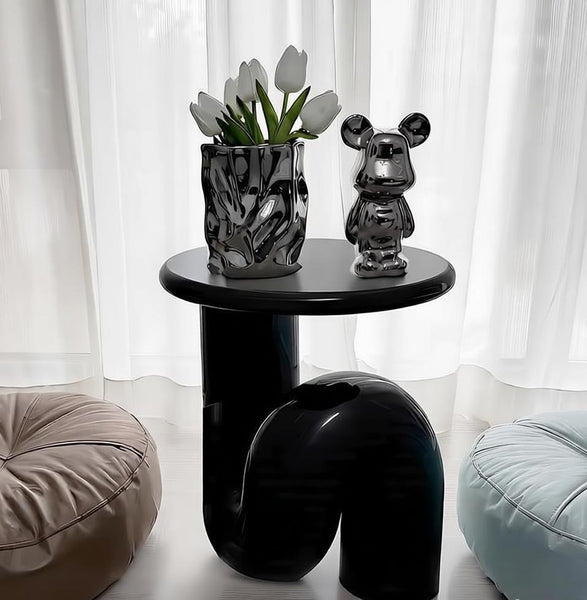 Low Profile Sofa Table, Unique Small End Table, Contemporary Round Side Table, Minimalist Modern Occasional Table, Portable Casual Side Table, Creative Coffee Table, Lightweight Indoor Outdoor Table, Contemporary Side Table-LargePaintingArt.com