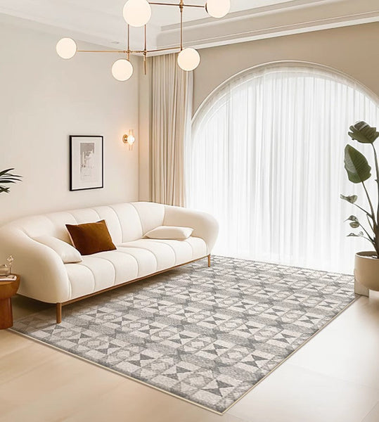 Modern Floor Rugs for Bedroom, Extra Large Geometric Modern Rugs for Office, Large Gray Floor Rugs for Living Room, Dining Room Floor Rug-LargePaintingArt.com
