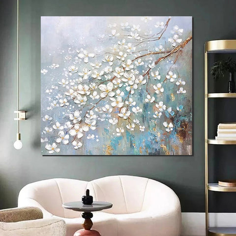 Abstract Flower Painting, Extra Large Abstract Paintings on Canvas, Hand Painted Abstract Painting, Bedroom Wall Art Ideas, Heavy Texture Painting-LargePaintingArt.com