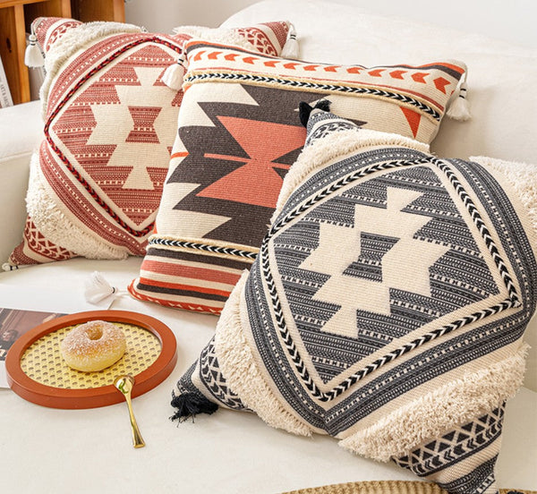 Geometric Modern Pillow Covers, Square Pillows for Couch, Oriental Decorative Throw Pillows for Living Room, Bohemian Decorative Sofa Pillows