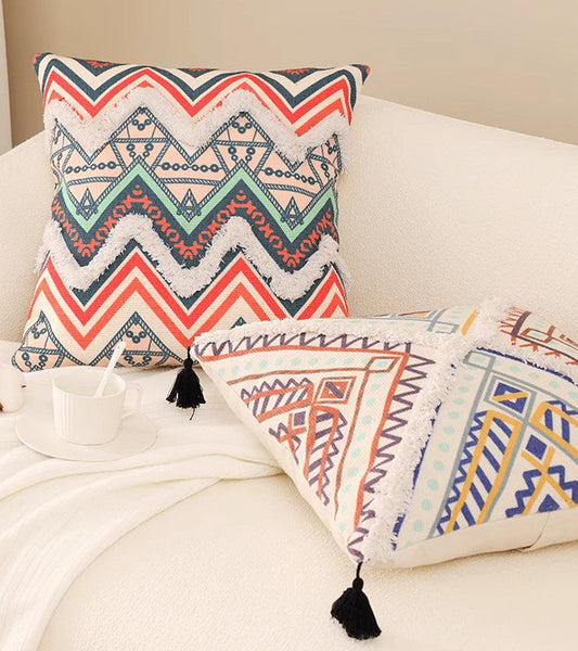Geometric Modern Pillow Covers, Square Pillows for Couch, Oriental Decorative Throw Pillows for Living Room, Bohemian Decorative Sofa Pillows-LargePaintingArt.com