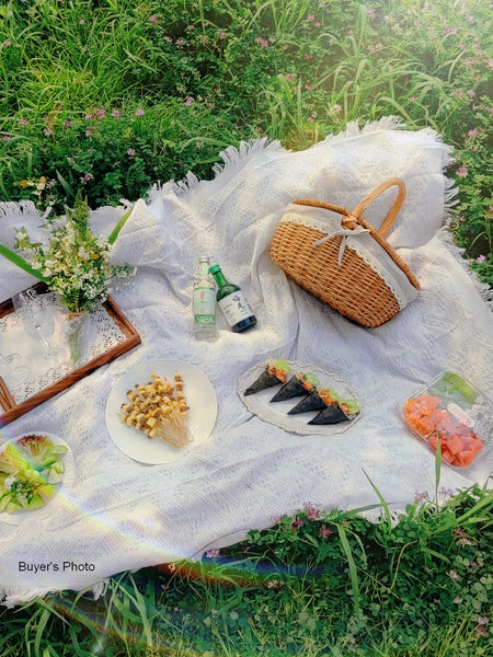 Picnic Storage Basket with Handle, Extra Large Kitchen Storage Baskets, Natural Hand-woven Wicker Storage Basket, Lovely Willow Weaving Baskets for Vegetable, Natural Fruit Storage Baskets-LargePaintingArt.com