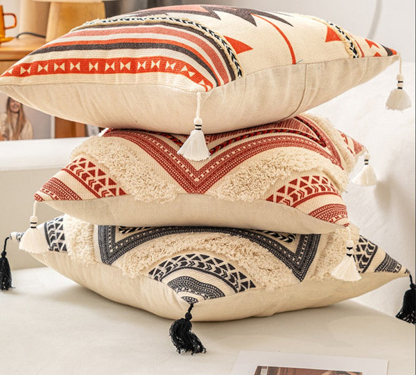 Geometric Modern Pillow Covers, Square Pillows for Couch, Oriental Decorative Throw Pillows for Living Room, Bohemian Decorative Sofa Pillows