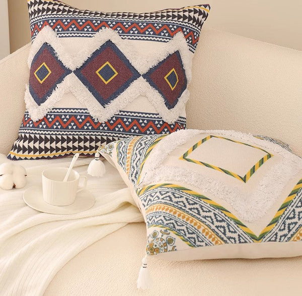 Geometric Modern Pillow Covers, Square Pillows for Couch, Oriental Decorative Throw Pillows for Living Room, Bohemian Decorative Sofa Pillows-LargePaintingArt.com