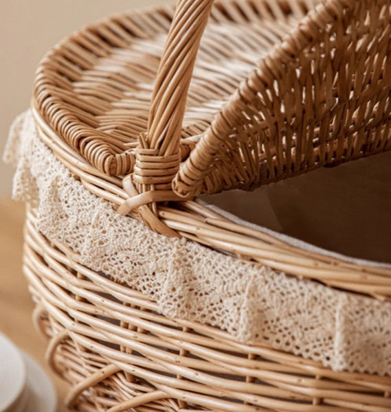 Extra Large Kitchen Storage Baskets, Picnic Storage Basket with Handle, Natural Hand-woven Wicker Storage Basket, Lovely Willow Weaving Baskets for Vegetable, Natural Fruit Storage Baskets-LargePaintingArt.com