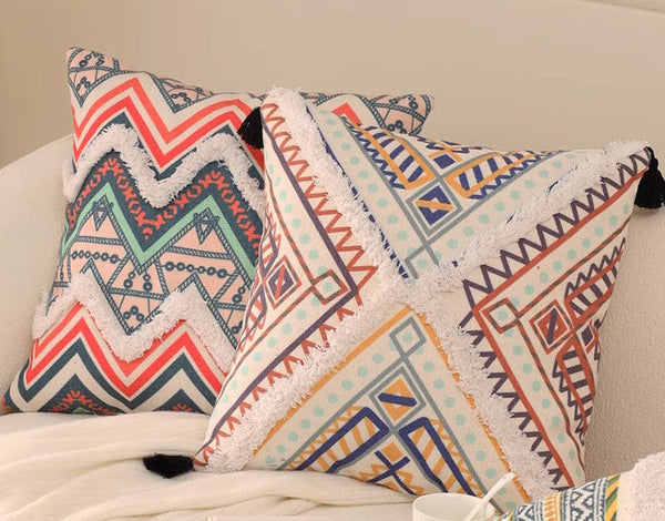 Geometric Modern Pillow Covers, Square Pillows for Couch, Oriental Decorative Throw Pillows for Living Room, Bohemian Decorative Sofa Pillows-LargePaintingArt.com