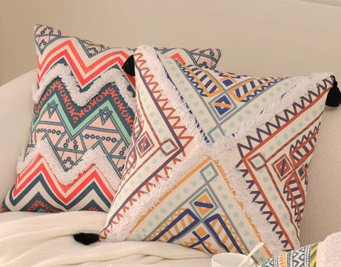 Oriental Decorative Throw Pillows for Living Room, Square Pillows for Couch, Geometric Modern Pillow Covers, Bohemian Decorative Sofa Pillows-LargePaintingArt.com