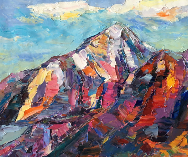 Abstract Mountain Painting, Landscape Wall Art Paintings, Custom Original Landscape Painting, Mountain Landscape Painting-LargePaintingArt.com