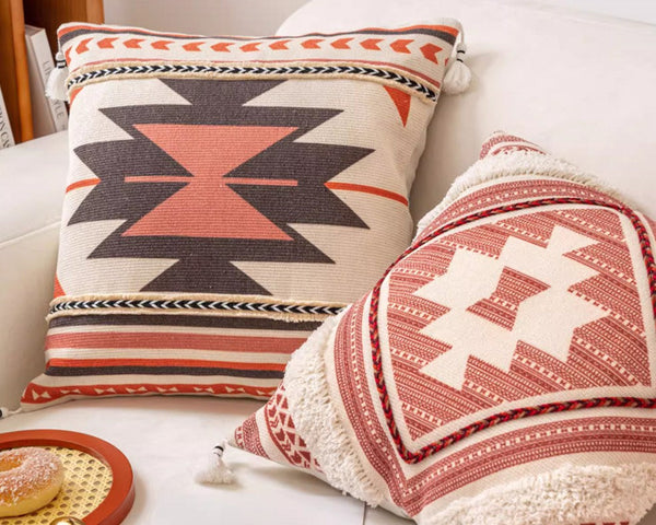 Geometric Modern Pillow Covers, Square Pillows for Couch, Oriental Decorative Throw Pillows for Living Room, Bohemian Decorative Sofa Pillows