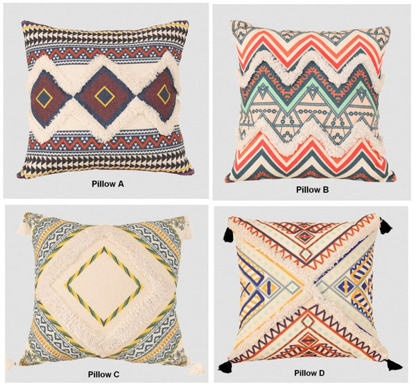 Geometric Modern Pillow Covers, Square Pillows for Couch, Oriental Decorative Throw Pillows for Living Room, Bohemian Decorative Sofa Pillows-LargePaintingArt.com