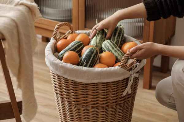 Large Food Storage Basket with Handle, Natural Hand-woven Wicker Storage Basket for Clothes, Willow Weaving Baskets for Clothes, Extra Large Kitchen Storage Baskets-LargePaintingArt.com