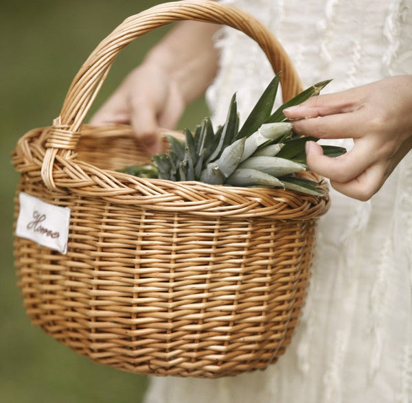 Hand-woven Wicker Storage Basket, Large Picnic Food Basket with Handle, Willow Weaving Baskets for Vegetable, Natural Fruit Basket, Kitchen Storage Baskets-LargePaintingArt.com