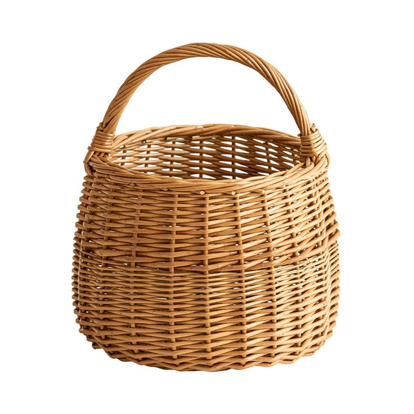 Storage Basket for Kitchen, Picnic Storage Basket with Handle, Hand-woven Wicker Storage Basket, Natural Fruit Basket, Willow Weaving Baskets for Vegetable