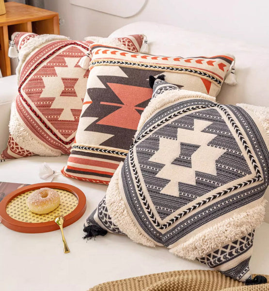 Geometric Modern Pillow Covers, Square Pillows for Couch, Oriental Decorative Throw Pillows for Living Room, Bohemian Decorative Sofa Pillows