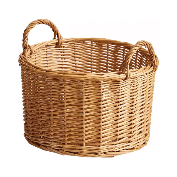 Small Picnic Fruit Basket with Handle, Kitchen Storage Baskets, Natural Hand-woven Wicker Round Storage Basket, Small Willow Weaving Baskets for Vegetable, Natural Fruit Storage Basket