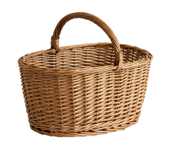 Small Picnic Storage Basket with Handle, Hand-woven Wicker Storage Basket, Willow Weaving Baskets for Vegetable, Natural Fruit Basket, Kitchen Storage Baskets