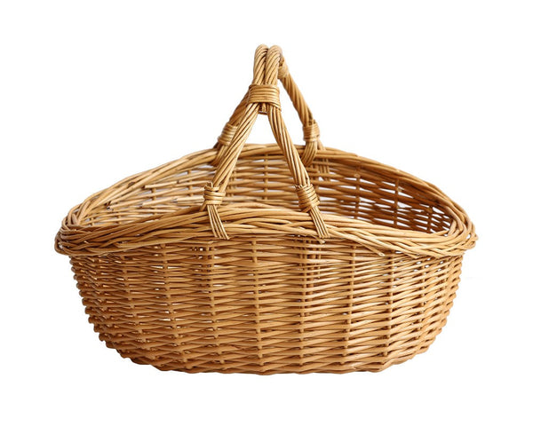 Large Kitchen Storage Baskets, Picnic Storage Basket with Handle, Hand-woven Wicker Storage Basket, Willow Weaving Baskets for Vegetable, Natural Fruit Basket-LargePaintingArt.com