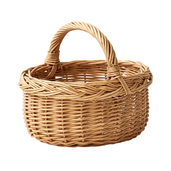Small Kitchen Storage Baskets, Picnic Storage Basket with Handle, Hand-woven Wicker Storage Basket, Natural Fruit Basket, Willow Weaving Baskets for Vegetable-LargePaintingArt.com
