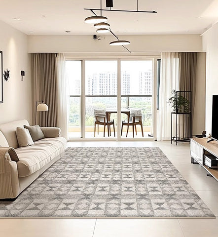 Modern Floor Rugs for Bedroom, Extra Large Geometric Modern Rugs for Office, Large Gray Floor Rugs for Living Room, Dining Room Floor Rug-LargePaintingArt.com